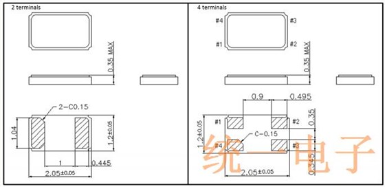 精工SC系列(SC-20T)低频率小型SMD石英晶振4脚封装