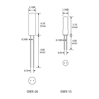 Golledge晶振,圆柱晶振,GWX-26晶振,石英晶体谐振器