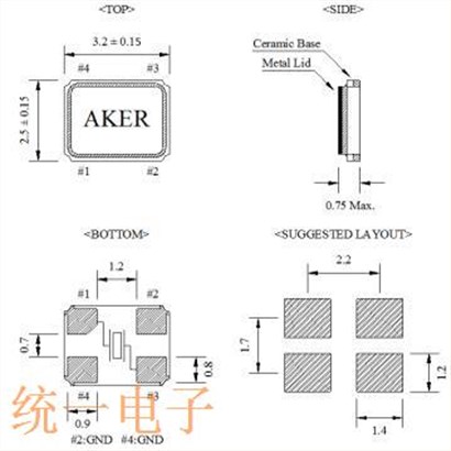 AKER台湾晶振,C3E贴片晶体,C3E-24.000-18-3050-X-R晶振