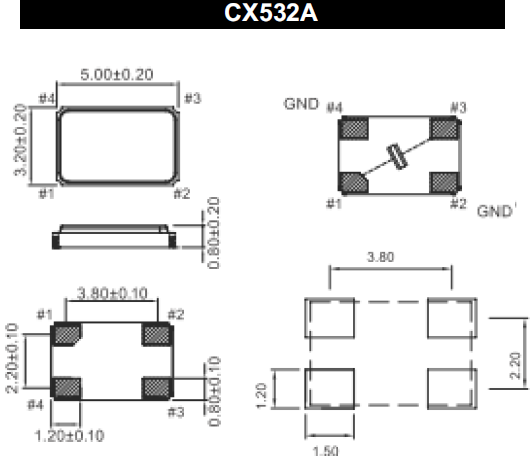 CX532A晶振,汽车级石英晶体谐振器,低频率贴片谐振器