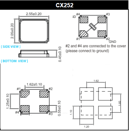 CX252晶振,薄片型石英晶体,2520mm无源SMD晶振