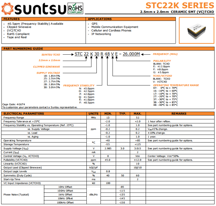 STC22K 2520 TCXO VCTCXO