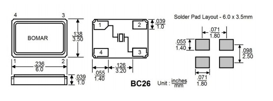 Bomar博马尔晶振,BC26AEI120-40.000000,汽车电子6G晶振