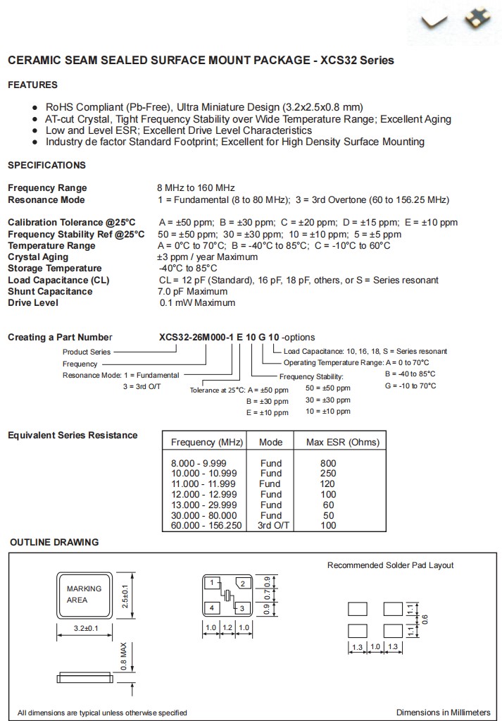 XCS32规格